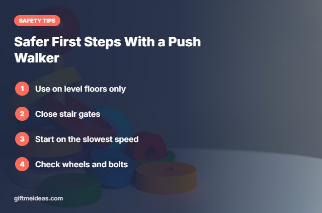 Best push walker for babies safety tips card
