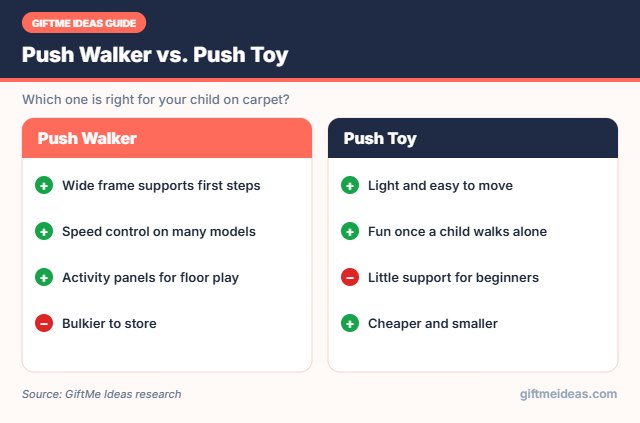 Walker vs push toy comparison for carpet
